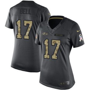 Ravens #17 Le'Veon Bell Black Women's Stitched NFL Limited 2016 Glamorous Salute to Service Jersey