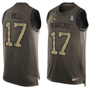 Ravens #17 Le'Veon Bell Green Gorgeous Men's Stitched NFL Limited Salute To Service Tank Top Jersey