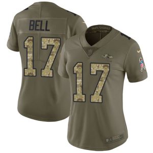 Ravens #17 Le'Veon Bell Olive/Camo Women's Stitched NFL Limited 2017 Salute Prime To Service Jersey