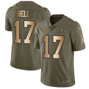 Ravens #17 Le'Veon Bell Olive/Gold Men's Fantastic Stitched NFL Limited 2017 Salute To Service Jersey