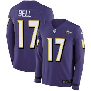 Ravens #17 Le'Veon Fantastic Bell Purple Team Color Men's Stitched NFL Limited Therma Long Sleeve Jersey