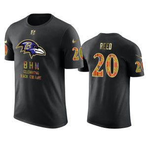 Ravens #20 Ed Reed Black Men's Black Magnificent History Month T Shirt