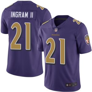 Ravens #21 Admirable Mark Ingram II Purple Men's Stitched NFL Limited Rush Jersey