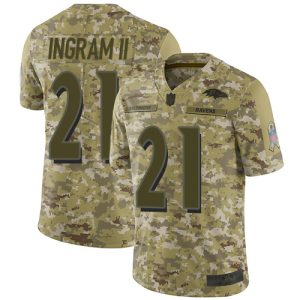 Ravens #21 Mark Ingram II Camo Youth Stitched NFL Limited 2018 Salute to Service Luxurious Jersey