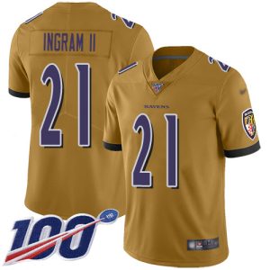 Ravens #21 Mark Ingram II Gold Men's Stitched NFL Limited Inverted Legend 100th Magnificent Season Jersey