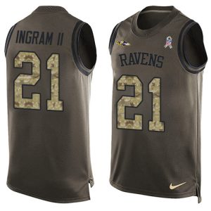 Ravens #21 Mark Ingram II Green Men's Stitched Charming NFL Limited Salute To Service Tank Top Jersey