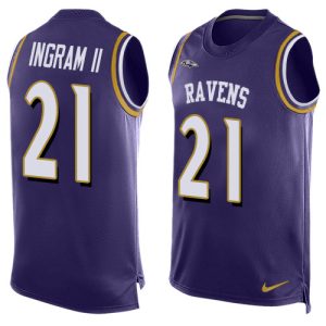Ravens #21 Mark Ingram II Purple Team Color Men's Stitched NFL Limited Impressive Tank Top Jersey