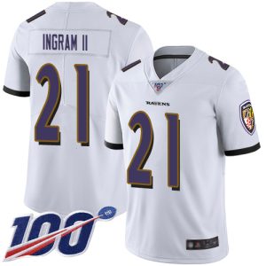 Ravens #21 Mark Ingram II White Fabulous Men's Stitched NFL 100th Season Vapor Limited Jersey