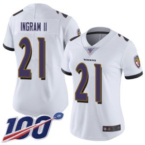 Ravens #21 Mark Ingram II White Women's Marvelous Stitched NFL 100th Season Vapor Limited Jersey