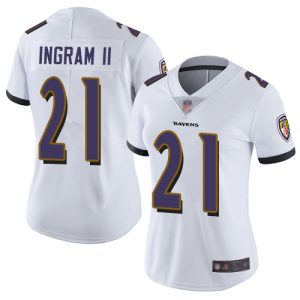 Ravens #21 Mark Ingram II White Women's Stitched NFL Vapor Superior Untouchable Limited Jersey