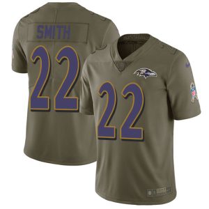 Ravens #22 Jimmy Smith Fantastic Olive Men's Stitched NFL Limited 2017 Salute To Service Jersey
