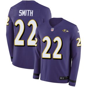 Ravens #22 Jimmy Smith Purple Team Color Men's Stitched NFL Limited Therma Long Sleeve Jersey Elegant
