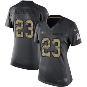 Ravens #23 Tony Jefferson Black Women's Stitched NFL Superior Limited 2016 Salute to Service Jersey