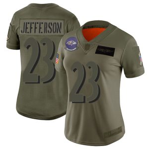 Ravens #23 Tony Jefferson Camo Women's Stitched NFL Delightful Limited 2019 Salute to Service Jersey