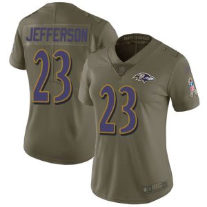 Ravens #23 Tony Jefferson Olive Top - notch Women's Stitched NFL Limited 2017 Salute to Service Jersey
