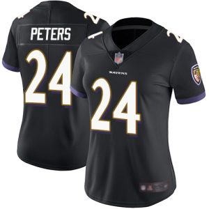 Ravens #24 Alluring Marcus Peters Black Alternate Women's Stitched NFL Vapor Untouchable Limited Jersey
