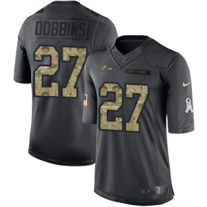 Ravens #27 J.K. Dobbins Black Men's Stitched NFL Luxurious Limited 2016 Salute to Service Jersey