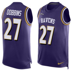 Ravens #27 J.K. Dobbins Purple Team Color Fantastic Men's Stitched NFL Limited Tank Top Jersey