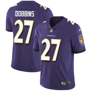 Ravens #27 J.K. Dobbins Purple Team Color Youth Remarkable Stitched NFL Vapor Untouchable Limited Jersey