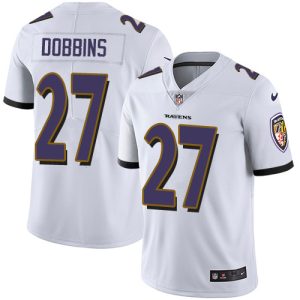 Ravens #27 J.K. Dobbins White Men's Stitched NFL Vapor Untouchable Limited Charming Jersey