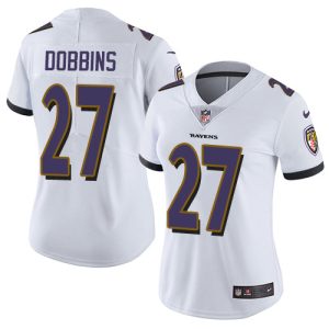 Ravens #27 Superb J.K. Dobbins White Women's Stitched NFL Vapor Untouchable Limited Jersey