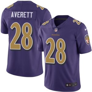 Ravens #28 Anthony Averett Purple Men's Stitched NFL Limited Amazing Rush Jersey