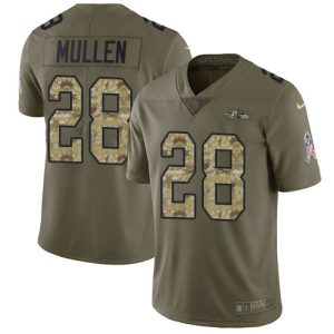 Ravens #28 Trayvon Elegant Mullen Olive/Camo Youth Stitched NFL Limited 2017 Salute To Service Jersey