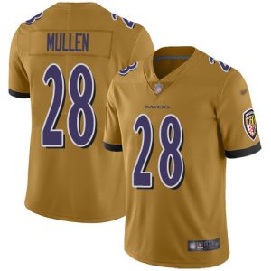 Ravens #28 Trayvon Gorgeous Mullen Gold Men's Stitched NFL Limited Inverted Legend Jersey