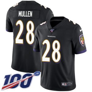 Ravens #28 Trayvon Mullen Black Alternate Men's Stitched NFL Fabulous 100th Season Vapor Untouchable Limited Jersey