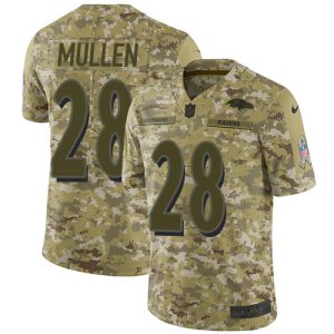Ravens #28 Trayvon Mullen Camo Charming Men's Stitched NFL Limited 2018 Salute To Service Jersey