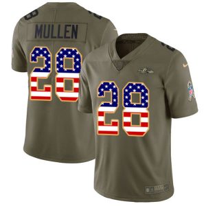 Ravens #28 Trayvon Mullen Delightful Olive/USA Flag Men's Stitched NFL Limited 2017 Salute To Service Jersey