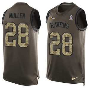 Ravens #28 Trayvon Mullen Green High - quality Men's Stitched NFL Limited Salute To Service Tank Top Jersey