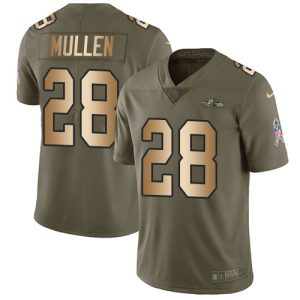 Ravens #28 Trayvon Mullen Olive/Gold Men's Stitched NFL Limited 2017 Salute Glamorous To Service Jersey