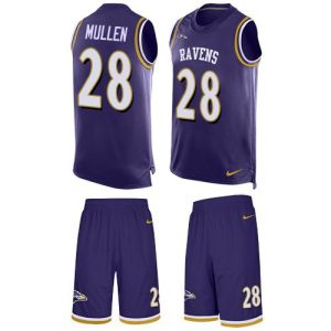 Ravens #28 Trayvon Mullen Purple Team Color Men's Premium - grade Stitched NFL Limited Tank Top Suit Jersey