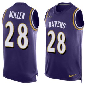 Ravens #28 Trayvon Mullen Purple Team Color Men's Stitched NFL Limited Tank High - quality Top Jersey
