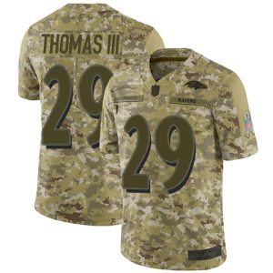 Ravens #29 Amazing Earl Thomas III Camo Youth Stitched NFL Limited 2018 Salute to Service Jersey