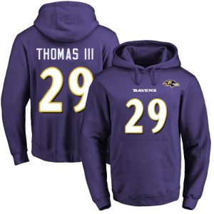 Ravens #29 Earl Thomas III Purple Admirable Name & Number Pullover NFL Hoodie