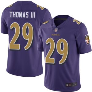Ravens #29 Earl Thomas III Purple Youth Stitched Remarkable NFL Limited Rush Jersey