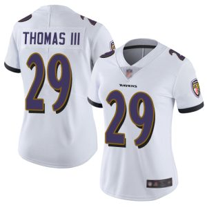 Ravens #29 Earl Thomas III White Women's Stitched Striking NFL Vapor Untouchable Limited Jersey