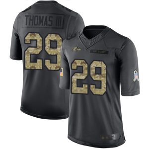 Ravens #29 Splendid Earl Thomas III Black Men's Stitched NFL Limited 2016 Salute to Service Jersey