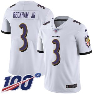 Ravens #3 Exceptional Odell Beckham Jr. White Youth Stitched NFL 100th Season Vapor Untouchable Limited Jersey