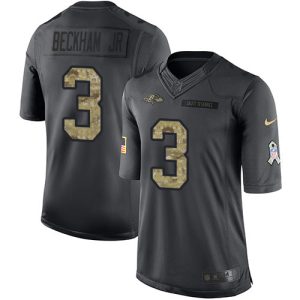 Ravens #3 Odell Beckham Jr. Black Men's Stitched NFL Limited 2016 Salute to Service Jersey Elegant