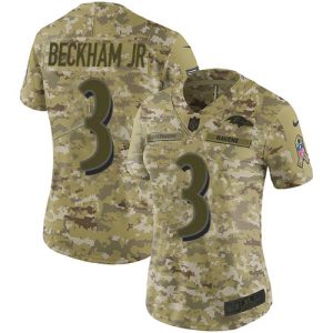 Ravens #3 Odell Beckham Jr. Camo Women's Stitched Striking NFL Limited 2018 Salute To Service Jersey
