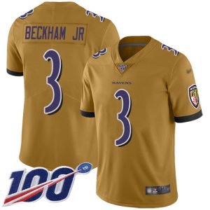Ravens #3 Odell Beckham Jr. Gold Men's Stitched NFL Limited Inverted Legend 100th Season Alluring Jersey