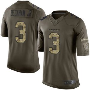 Ravens #3 Odell Beckham Jr. Green Men's Stitched Delightful NFL Limited 2015 Salute to Service Jersey