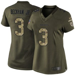 Ravens #3 Odell Beckham Jr. Green Women's Stitched NFL Limited 2015 Salute to Elegant Service Jersey