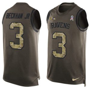 Ravens #3 Odell Beckham Jr. Impressive Green Men's Stitched NFL Limited Salute To Service Tank Top Jersey