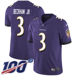 Ravens #3 Odell Beckham Jr. Purple Team Color Men's Striking Stitched NFL 100th Season Vapor Untouchable Limited Jersey