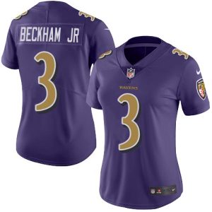 Ravens #3 Odell Beckham Jr. Purple Women's Stitched NFL Limited Rush Outstanding Jersey