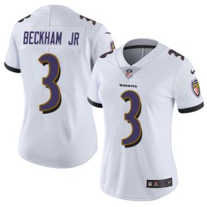 Ravens #3 Odell Beckham Striking Jr. White Women's Stitched NFL Vapor Untouchable Limited Jersey
